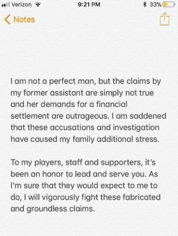 (Statement from Rich Rodriguez)